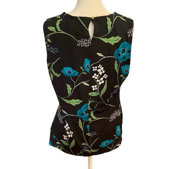 Calvin Klein Janice Pleated Neck Knit Top Size L Sleeveless Black Floral Career - Picture 7 of 13